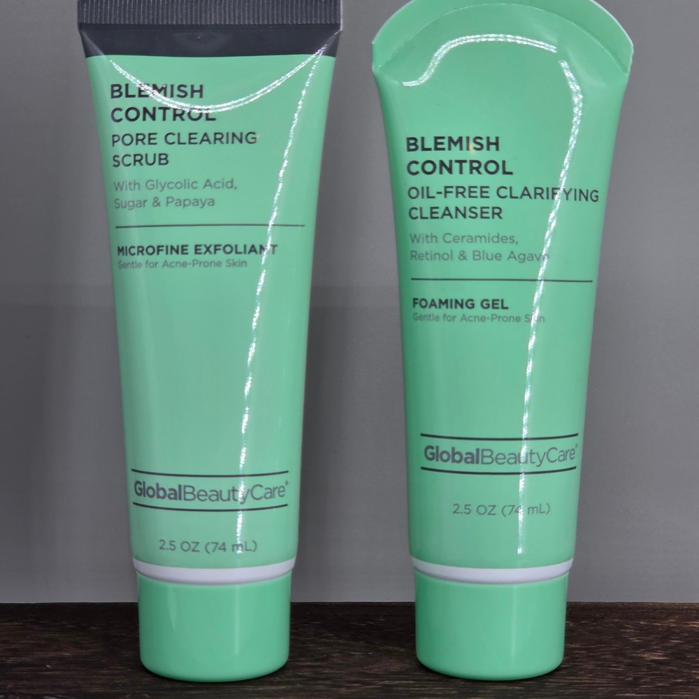 Global Beauty Care Blemish Control Set Unisex 2.5oz Acne Scrub Cleanser Duo New